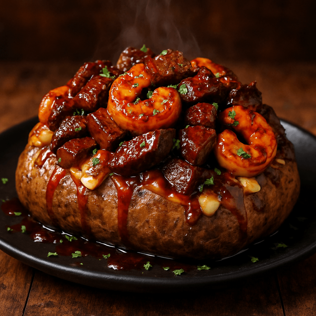 Honey Garlic Shrimp & Steak Potato